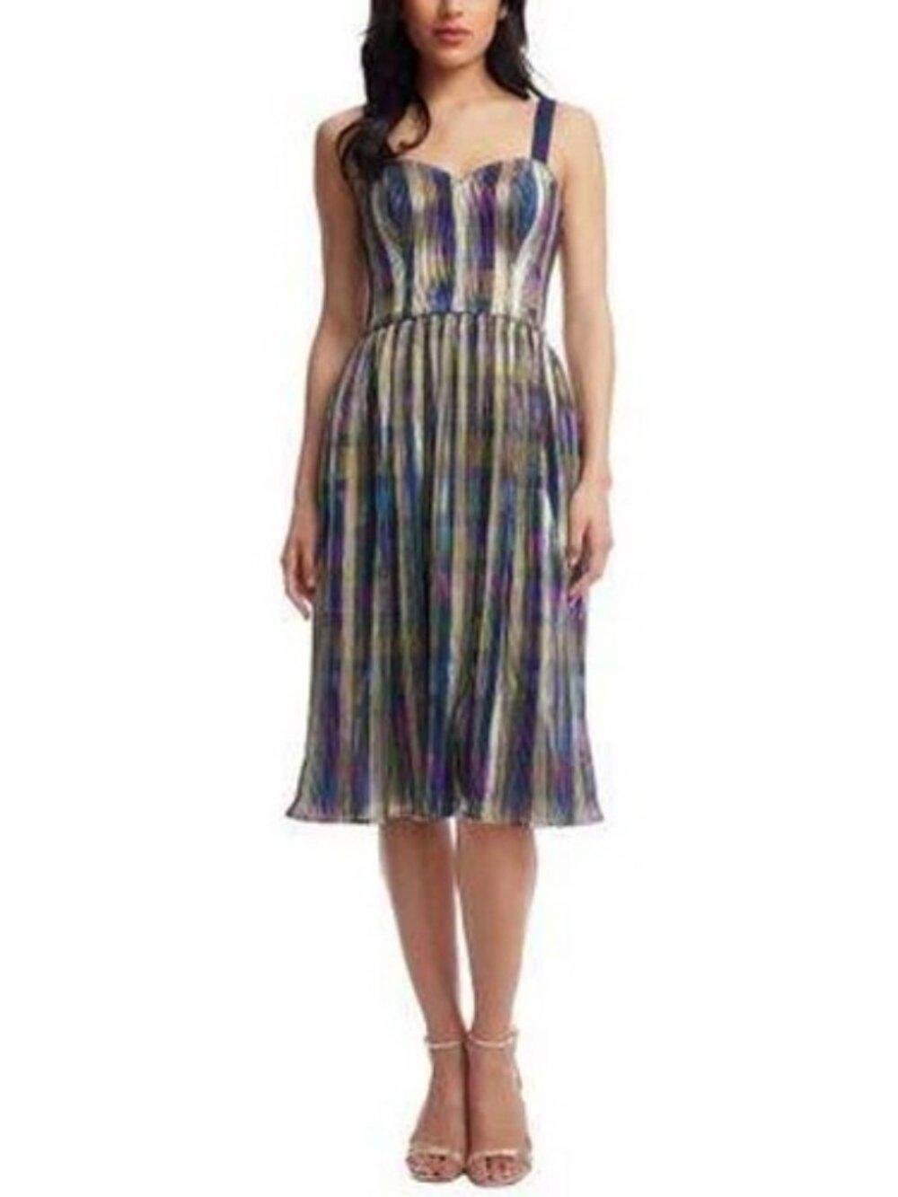 Dress The Population Pale Gold Multi Poppie Metallic Knit Dress